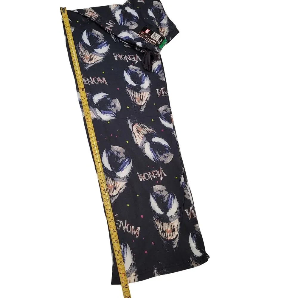 Marvel Venom Pattern Men's Sleep Pants With Elastic Waist & Drawstring  X-Large
